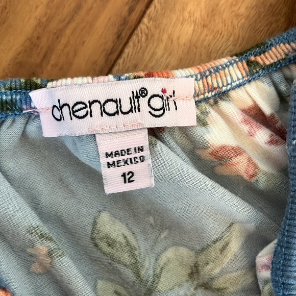 Girls stretchy blue floral jumpsuit - Picture 4 of 4